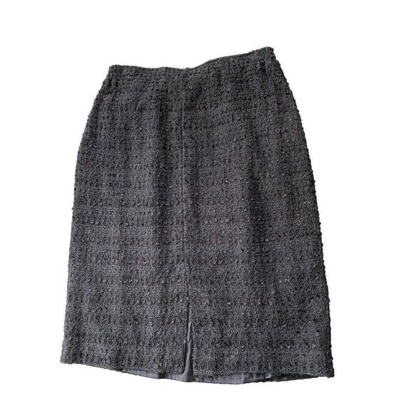 St. John Couture Skirt Black Tweed Wool Blend Pocketed 6 Mid Length - Picture 2 of 7